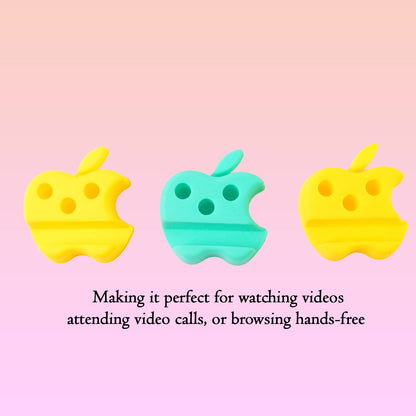 Multi-Functional Apple-Shaped Plastic Mobile Stand with Pen Holder (3 Pc / Mix Color)